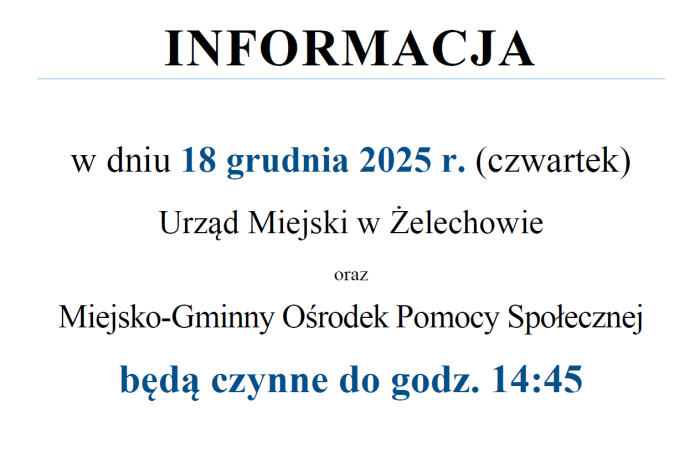 Miniaturka artykułu Informacja o godzinach pracy urzędu