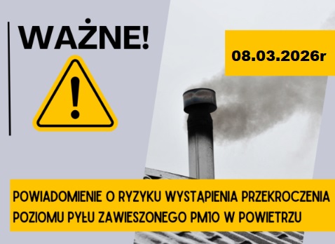 Miniaturka artykułu Powiadomienie o ryzyku wystąpienia przekroczenia poziomu pyłu zawieszonego PM10 w powietrzu