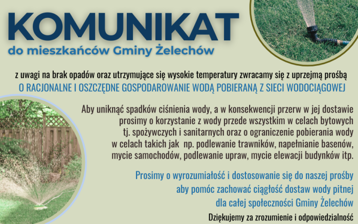 Miniaturka artykułu Komunikat o racjonalne i oszczędne korzystanie z wody!