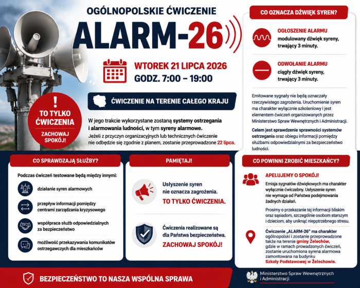 Miniaturka artykułu Trening syren alarmowych „ALARM 2026”!